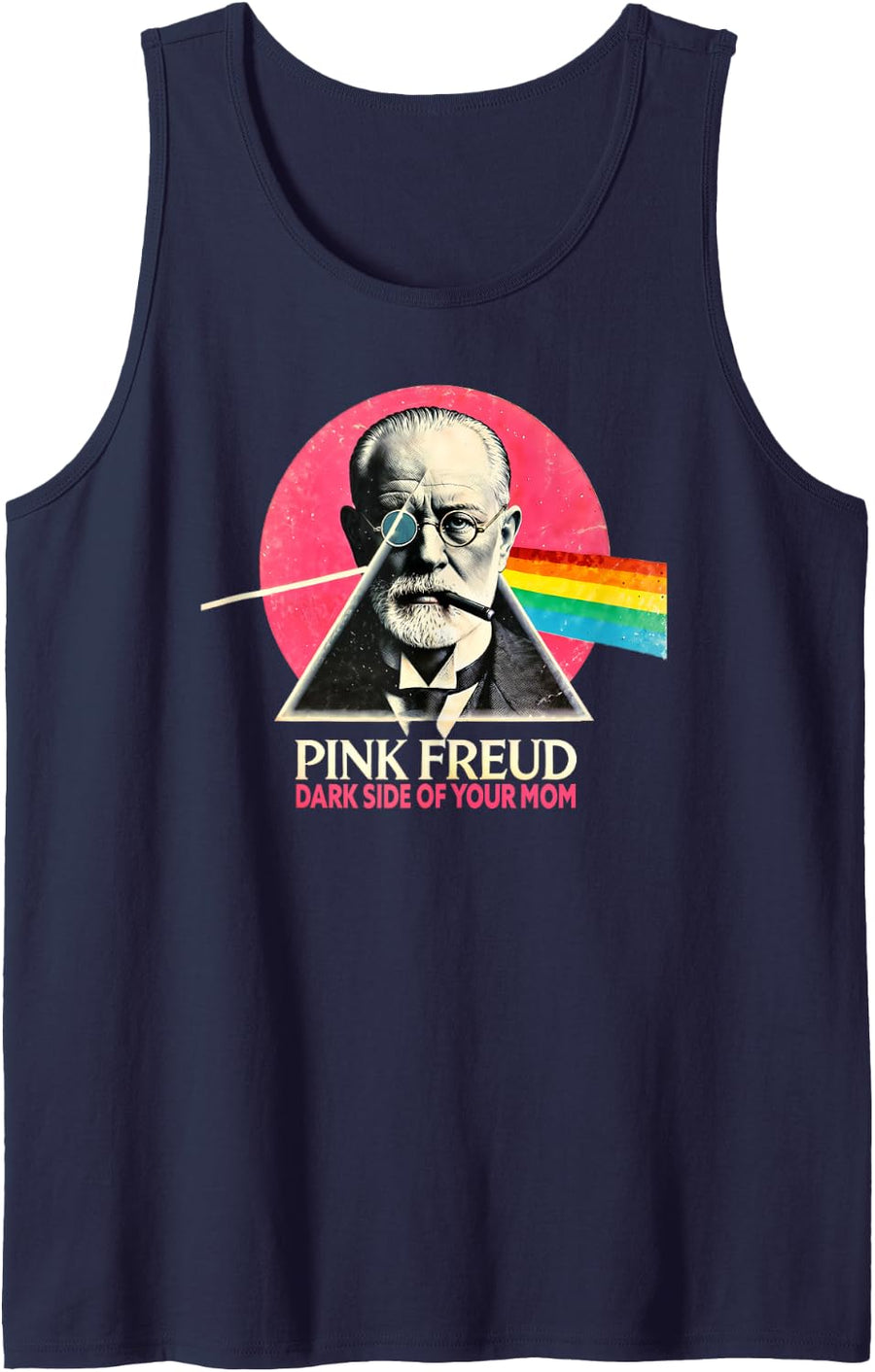 Funny Dark Side of Your Mom Psychoanalysis Joke Tank Top - Navy Blue