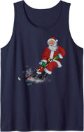 Christmas Santa Ice Hockey Player Tank Top - Navy Blue