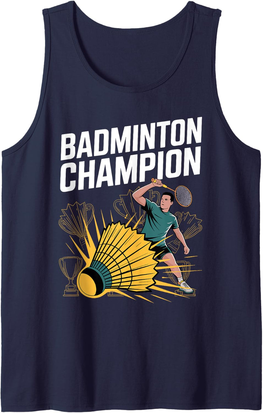 Cool Badminton Design for Men Women Kids Badminton Player Tank Top - Navy Blue
