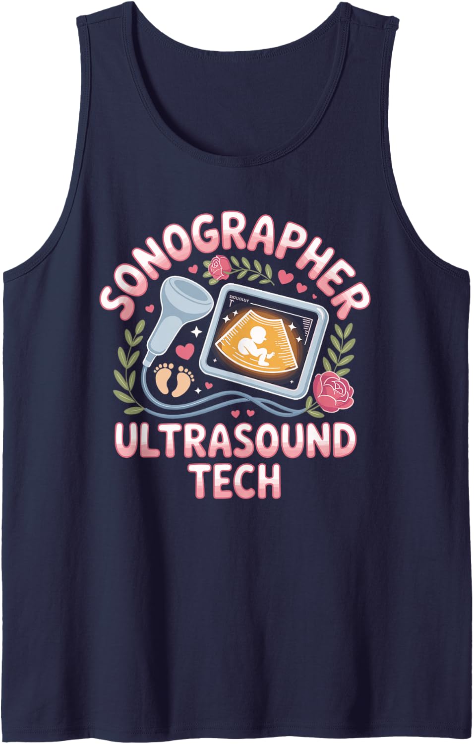 Sonographer Ultrasound Tech OB Imaging Womens Health Sleeveless Tank Top - Navy Blue