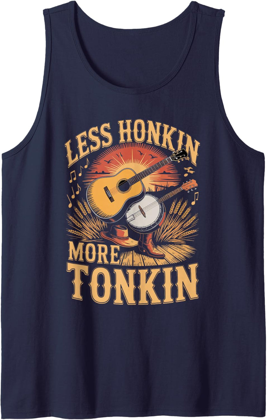 Less Honkin More Tonkin Honky Sleeveless Tank Top - Navy Blue