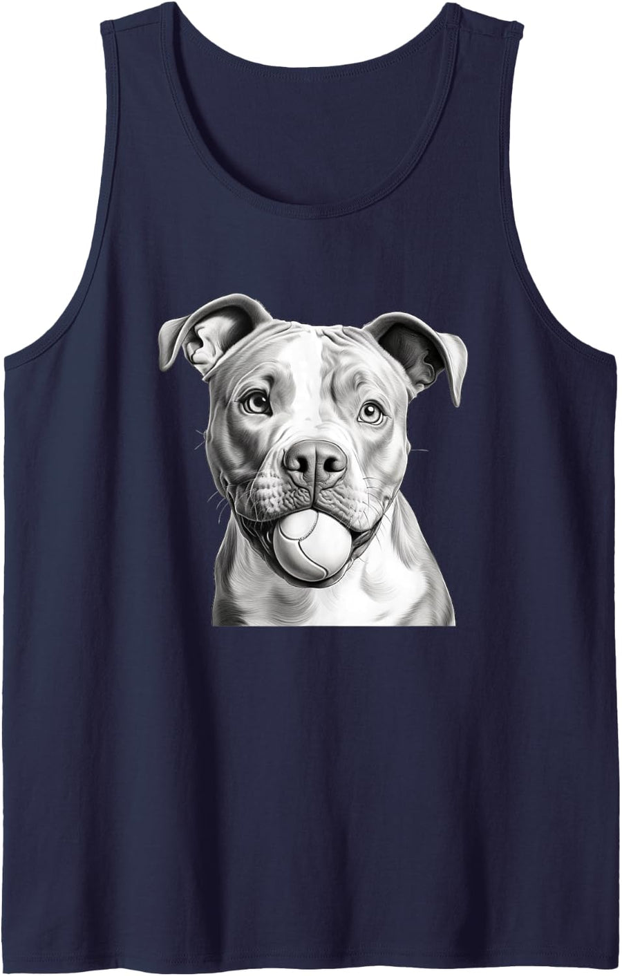 Cute Pitbull Motif Walking Clothing for Dog Owners Pitbull Sleeveless Tank Top - Navy Blue