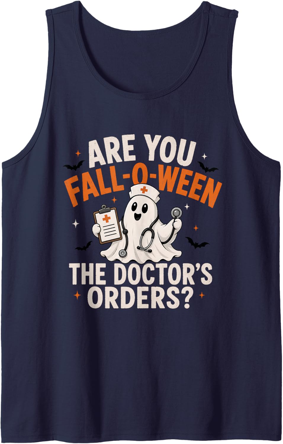 are You Fall-o-ween the Doctors Orders Nurse Halloween Fall Sleeveless Tank Top - Navy Blue