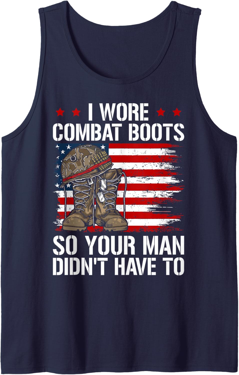 Funny Female Veteran I Wore Combat Boots Women Veteran Mom Sleeveless Tank Top - Navy Blue