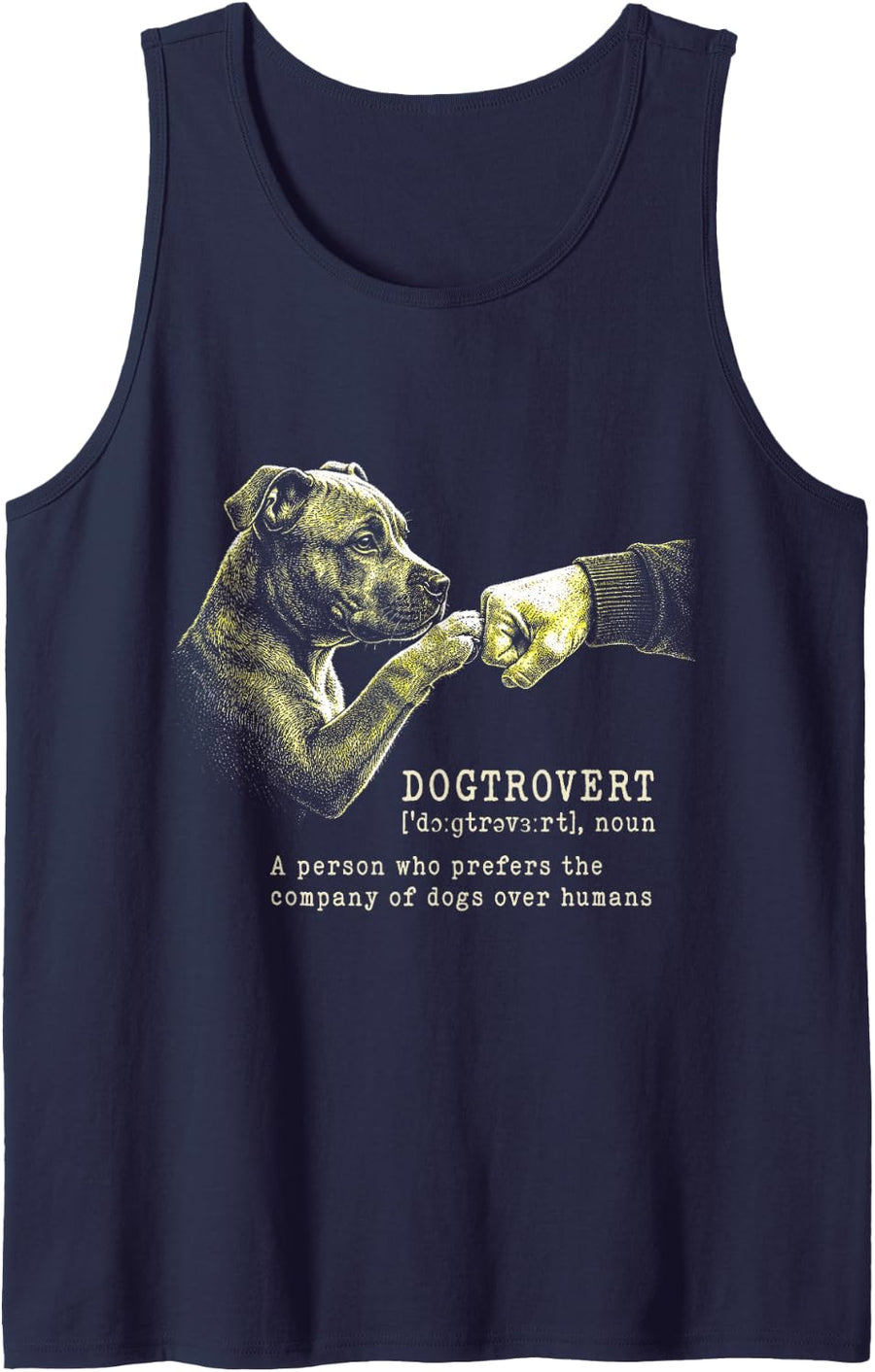 American Staffordshire Terrier Dogtrovert Fist Bump Sleeveless Tank Top - Navy Blue