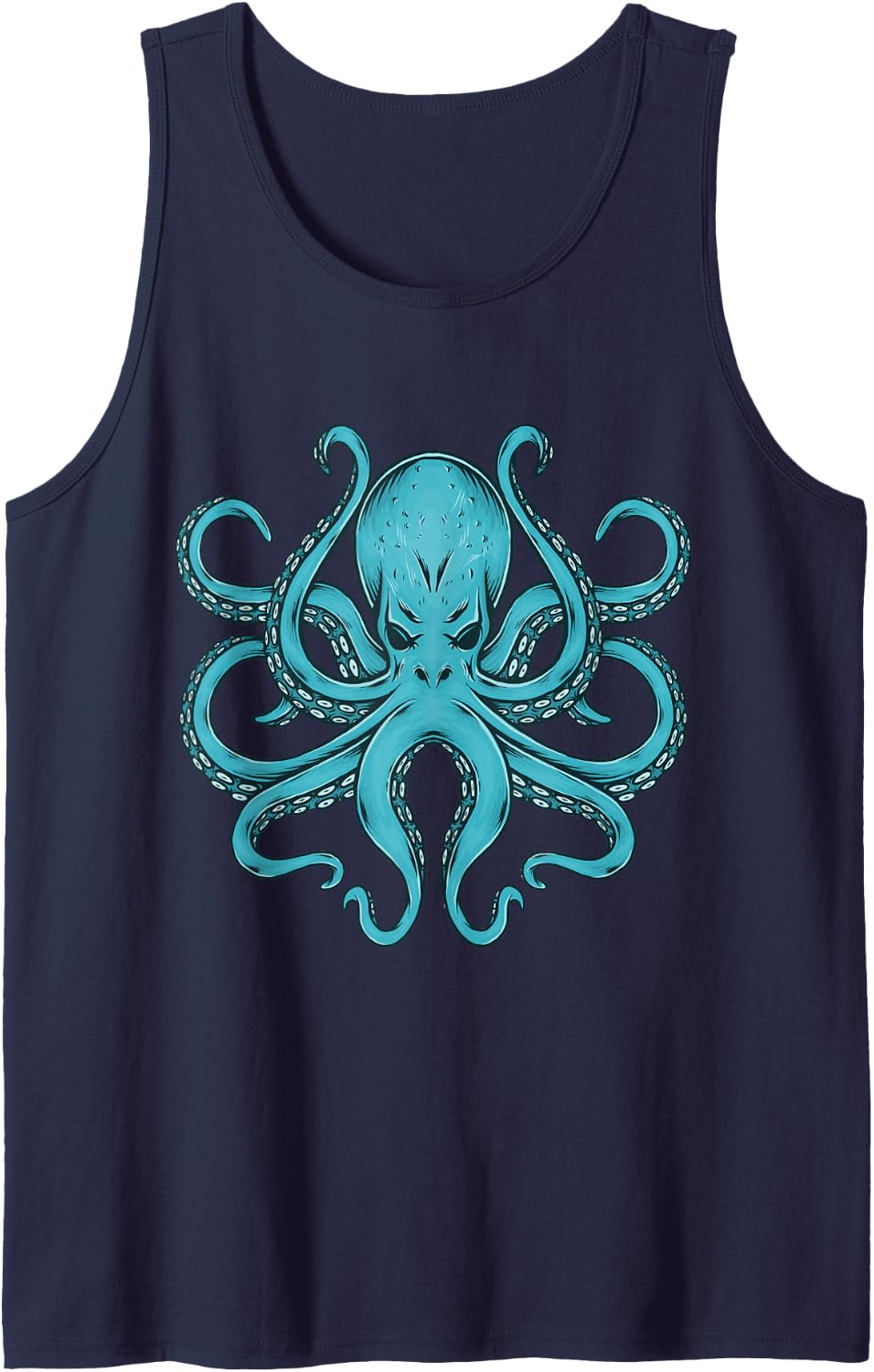 Cool Octopus Stuff Boys Men Kraken Tee Ocean Blue Octopus Tank Top - Navy Blue