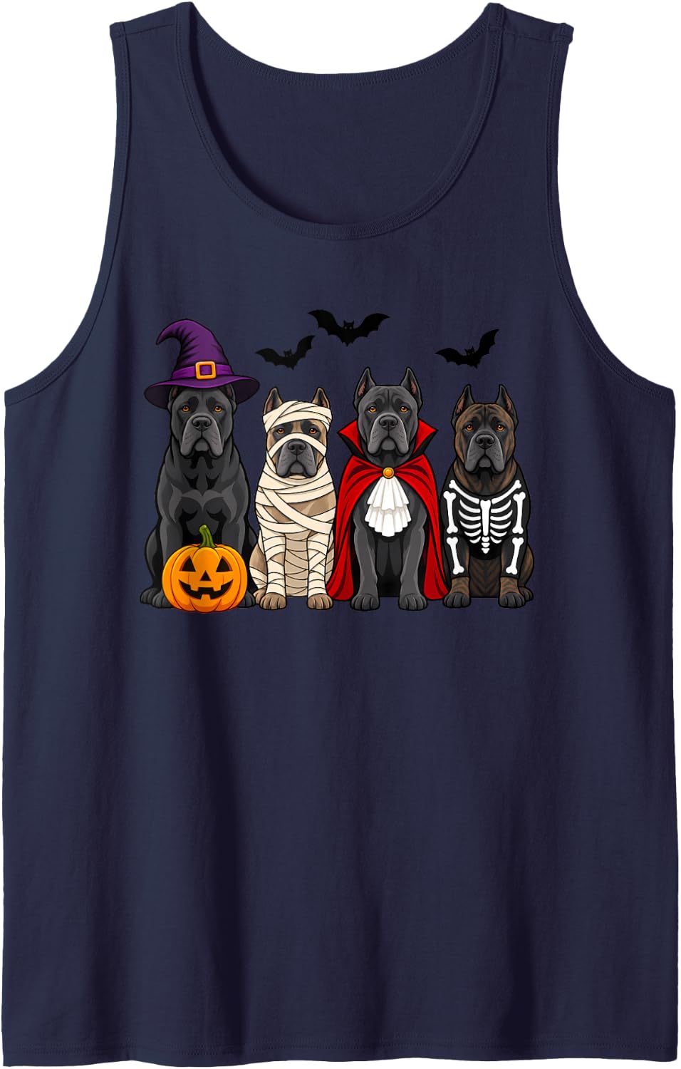 Cane Corso Ghost Witch Mummy Fall Dog Lover Halloween Sleeveless Tank Top - Navy Blue
