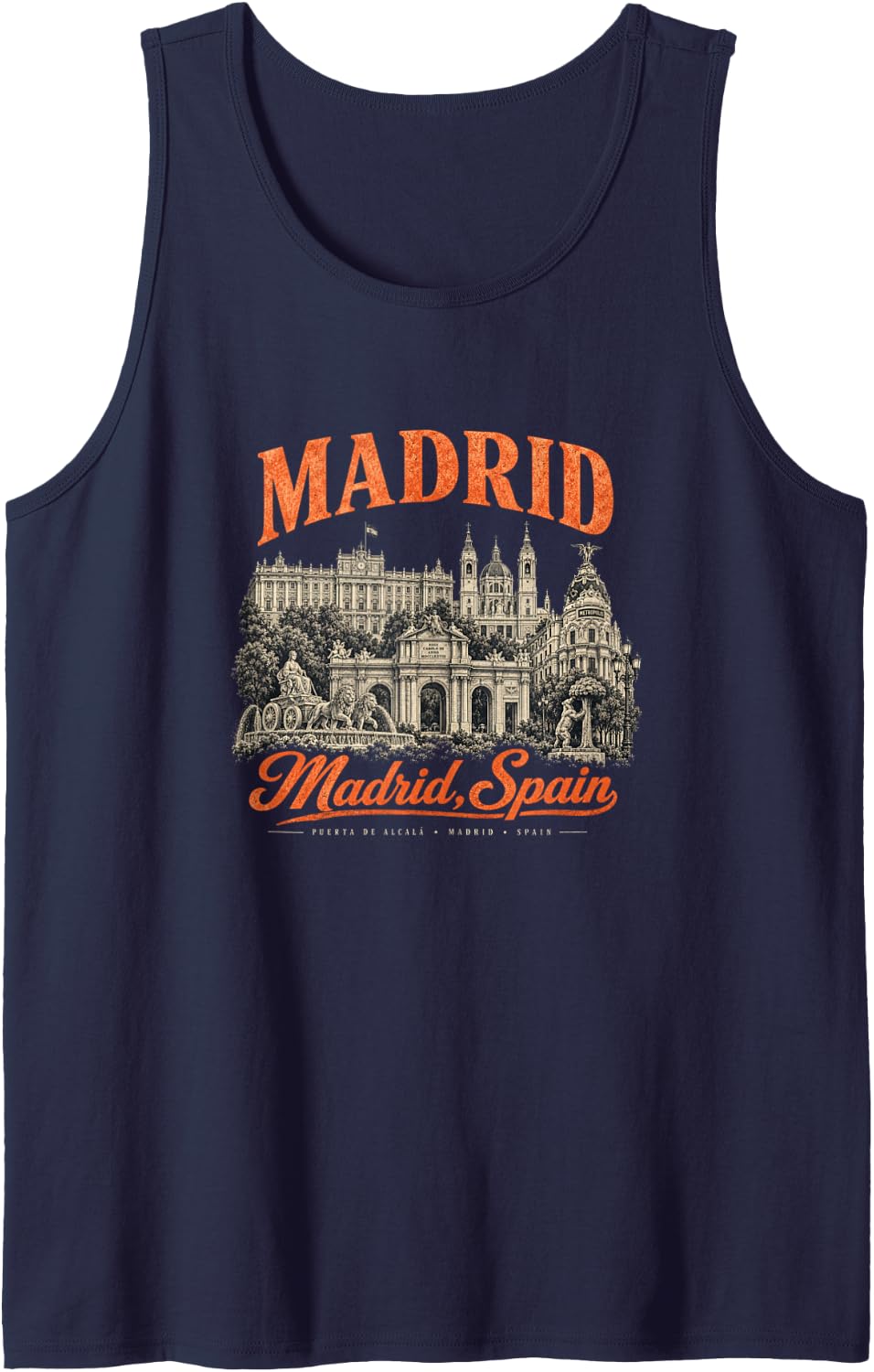 Spain Madrid Spanish Souvenir España Flag Reminder Sleeveless Tank Top - Navy Blue