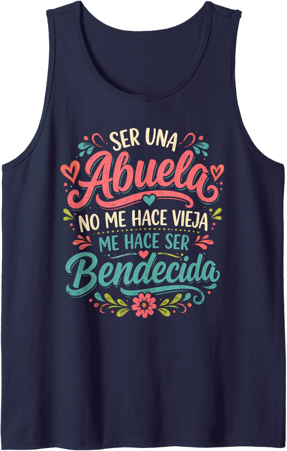 Spanish Abuela Ser UNA Abuela Me Hace Bendecida Quote Tank Top - Navy Blue
