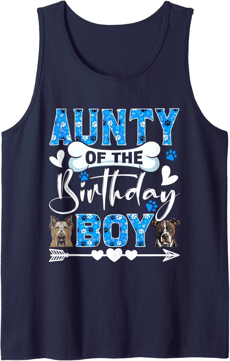 Aunty of The Birthday Boy Dog Paw Bday Party Matching Sleeveless Tank Top - Navy Blue