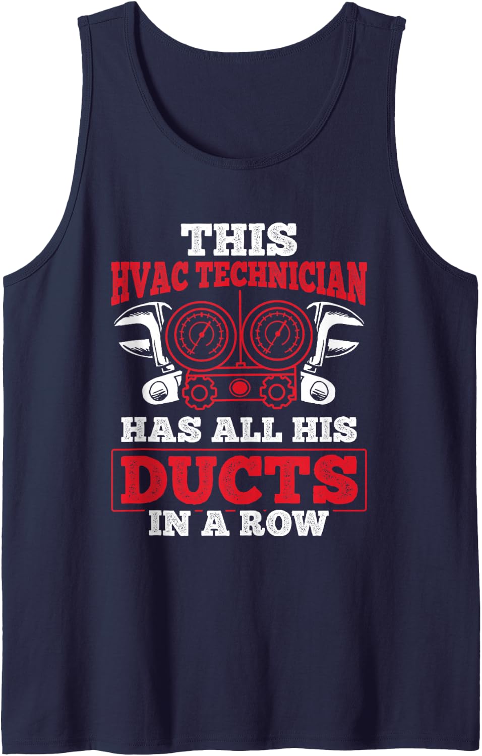 Ducts in Row Repairman HVAC Tech Technician HVAC Sleeveless Tank Top - Navy Blue
