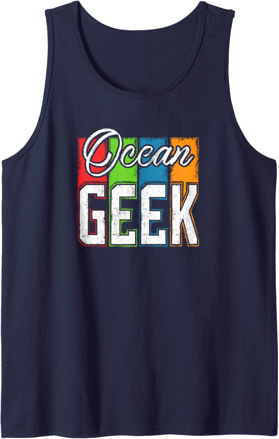 Ocean Geek Serene and Adventurous Sleeveless Tank Top - Navy Blue