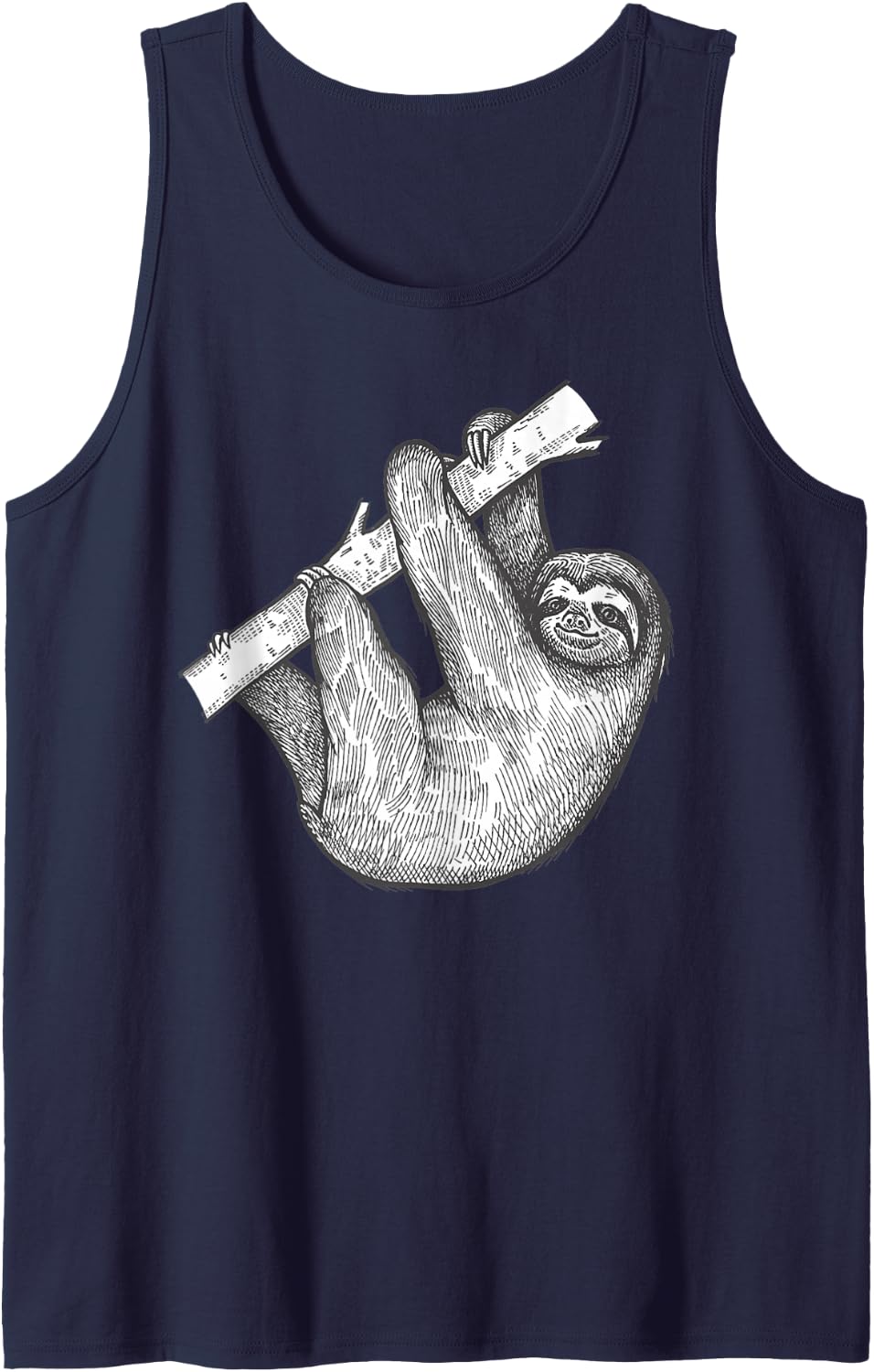 Sloth Lover Vintage Botanical Hanging Branch Wildlife Art Tank Top - Navy Blue