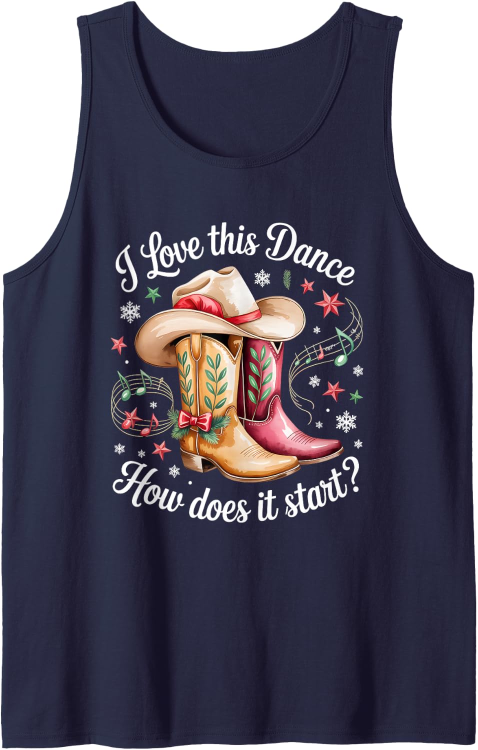 I Love This Dance How Does It Start Line Dance Christmas Tank Top - Navy Blue
