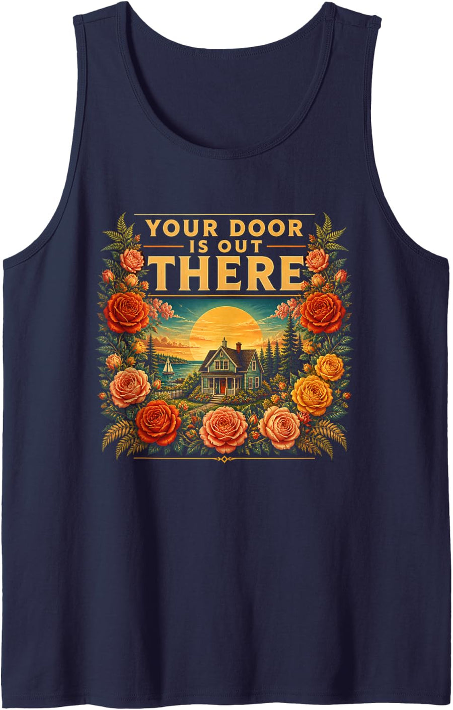 Your Door is Out There Realtor Real Estate Agent Gift Sleeveless Tank Top - Navy Blue