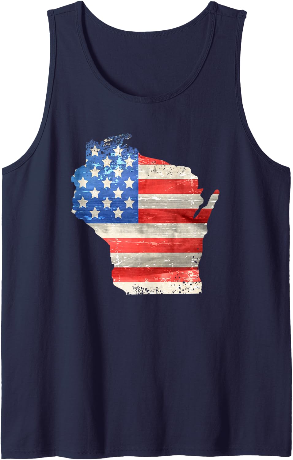 Patriotic State of Wisconsin USA Flag for Men Women Adult Tank Top - Navy Blue