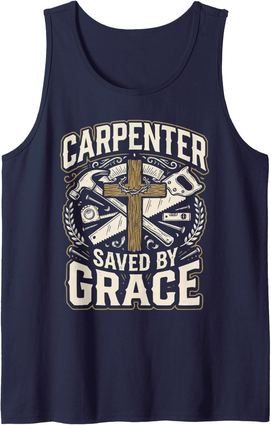 Christian Carpenter Jesus Christ Woodworker Carpentry Sleeveless Tank Top - Navy Blue