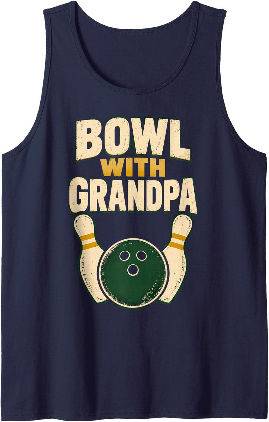 Bowl with Grandpa Bowling Sleeveless Tank Top - Navy Blue