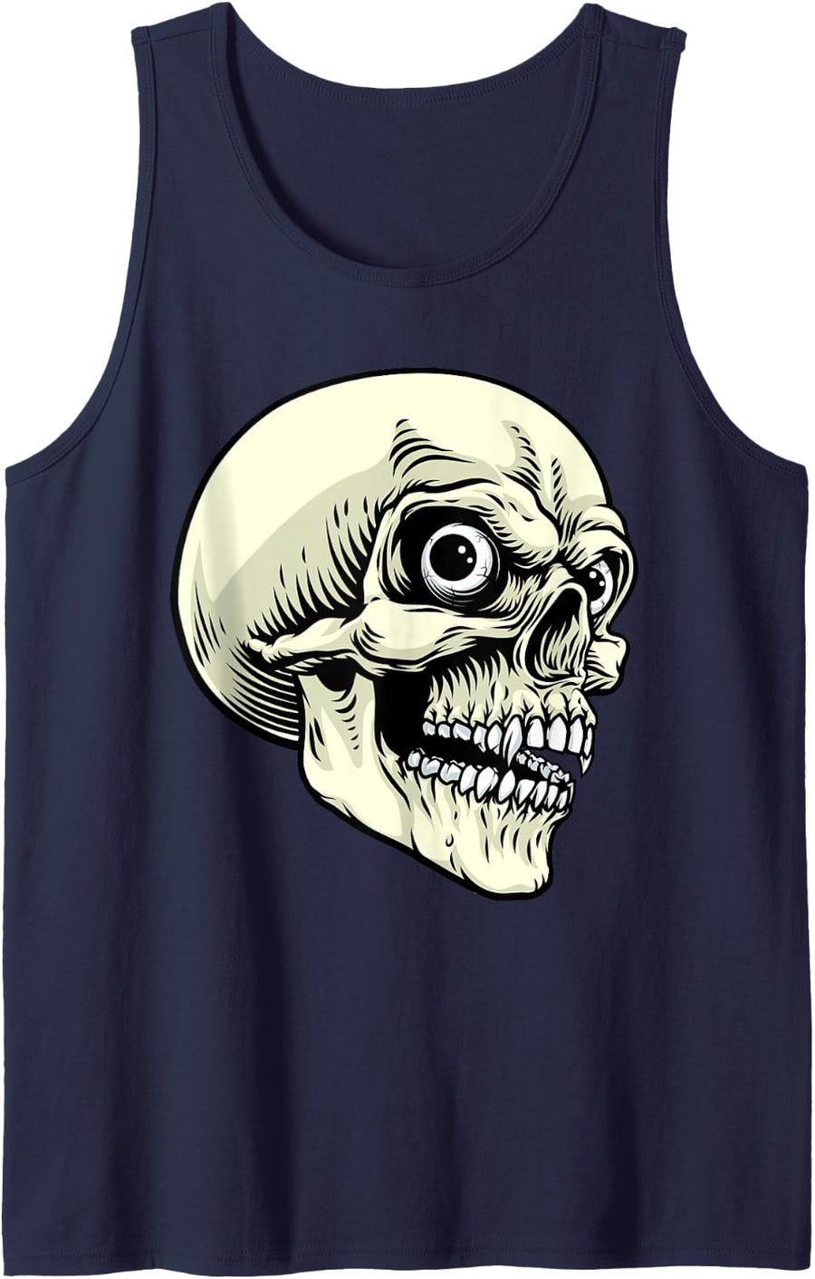 Grim Reaper Skull Horror Skeleton Scary Halloween Design Tank Top - Navy Blue