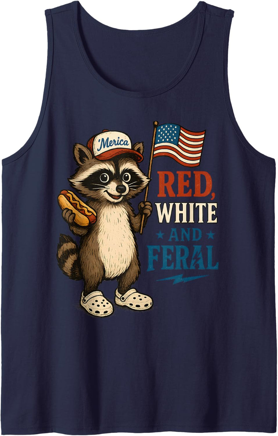 Red White And Feral Tank Top - Navy Blue