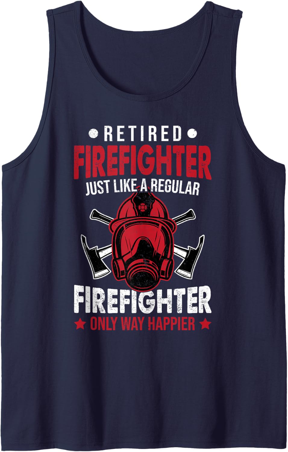 Retired Firefighter Firefighters Fireman Dad Sleeveless Tank Top - Navy Blue