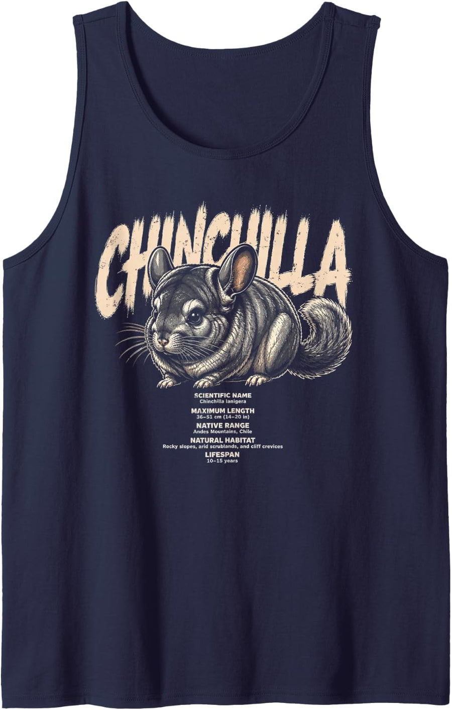 Chinchilla Pet Facts About Rodent Chinchillin Zoo Sleeveless Tank Top - Navy Blue