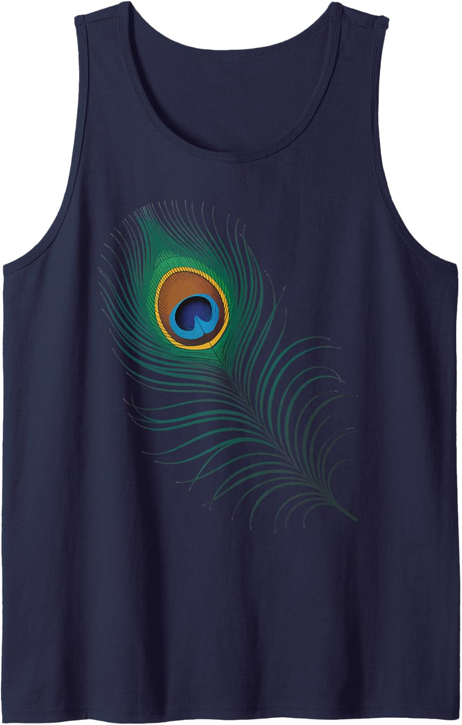 Peacock Feather Tank Top - Navy Blue