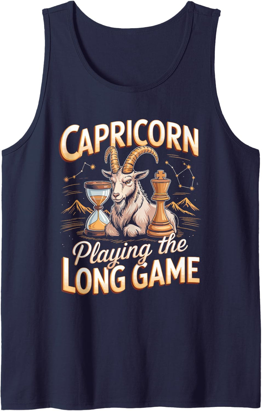 Capricorn Playing the Long Game Zodiac Astrology Tank Top - Navy Blue