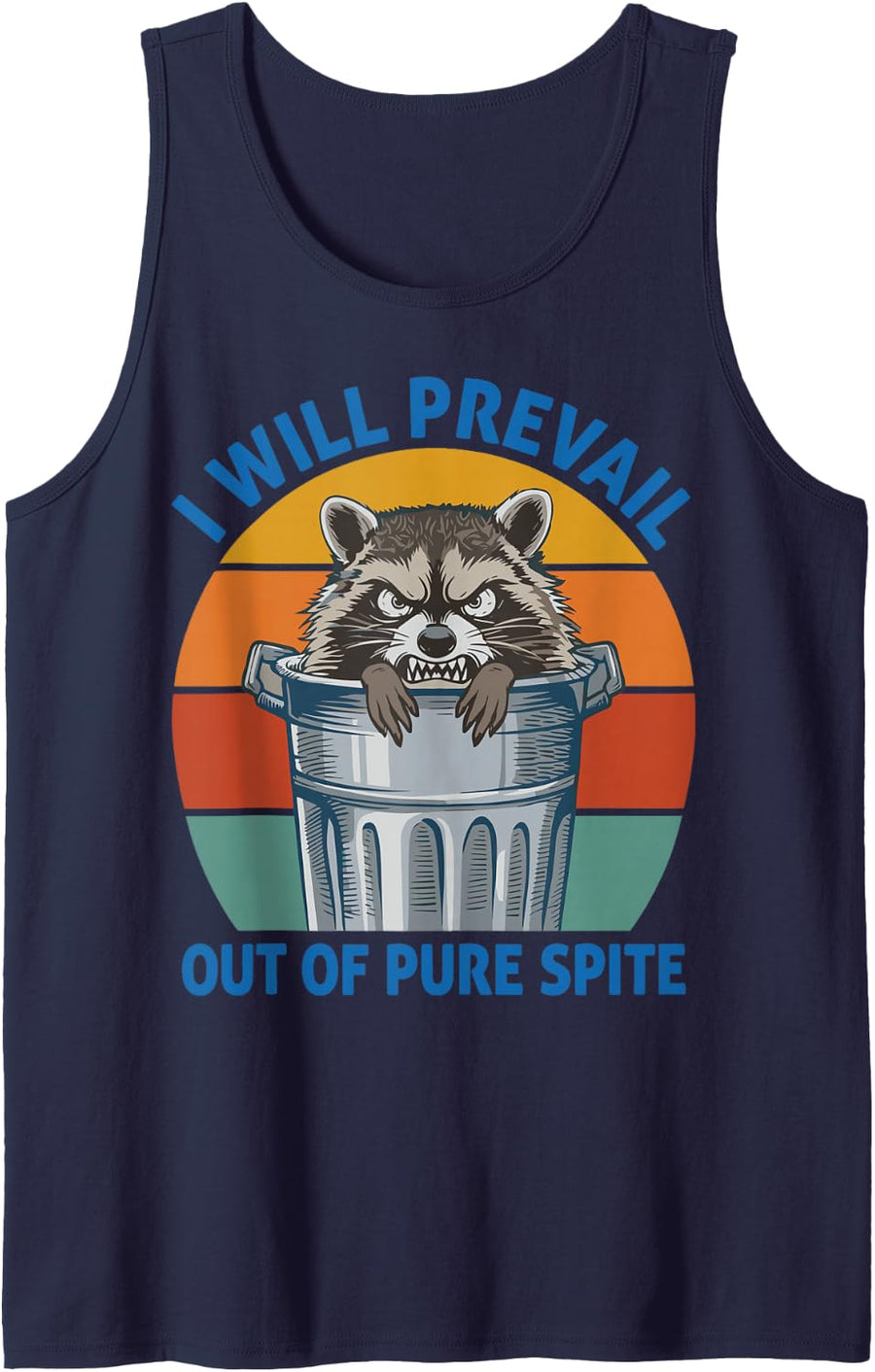 Angry Raccoon Pure Spite Garbage Bin Retro Animal Sleeveless Tank Top - Navy Blue