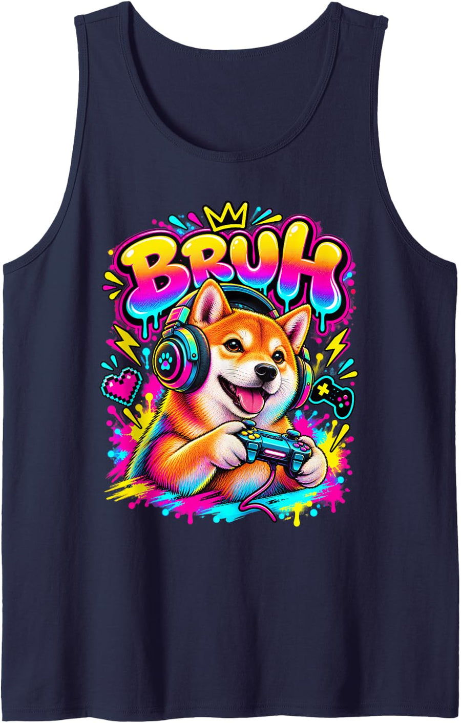Bruh Chiba Funny Video Games Boys Animal Lover Sleeveless Tank Top - Navy Blue