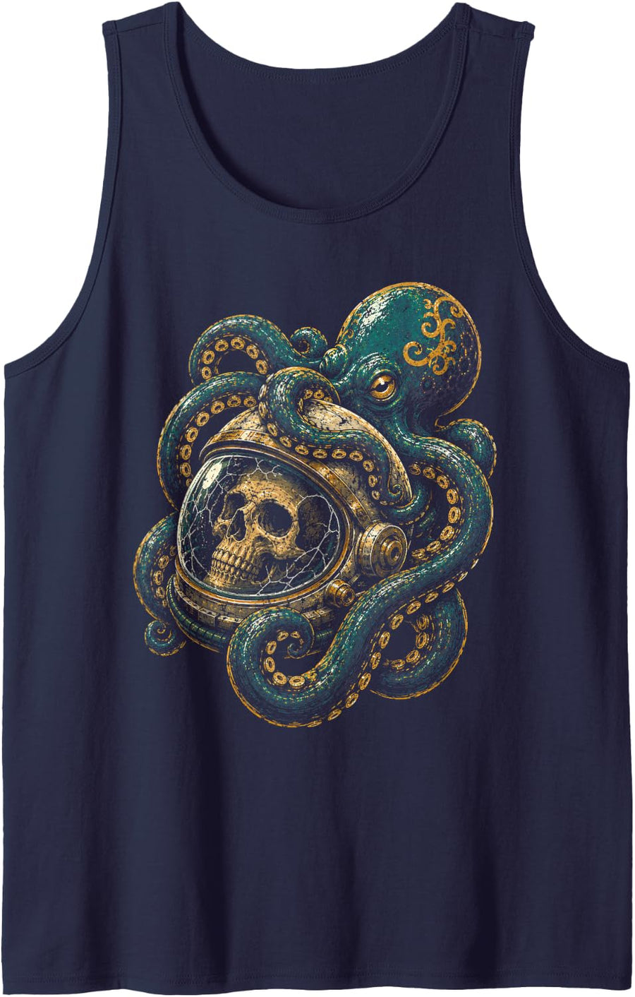 Octopus Skulls Astronaut Deep Sea Space Halloween Kraken Tank Top - Navy Blue