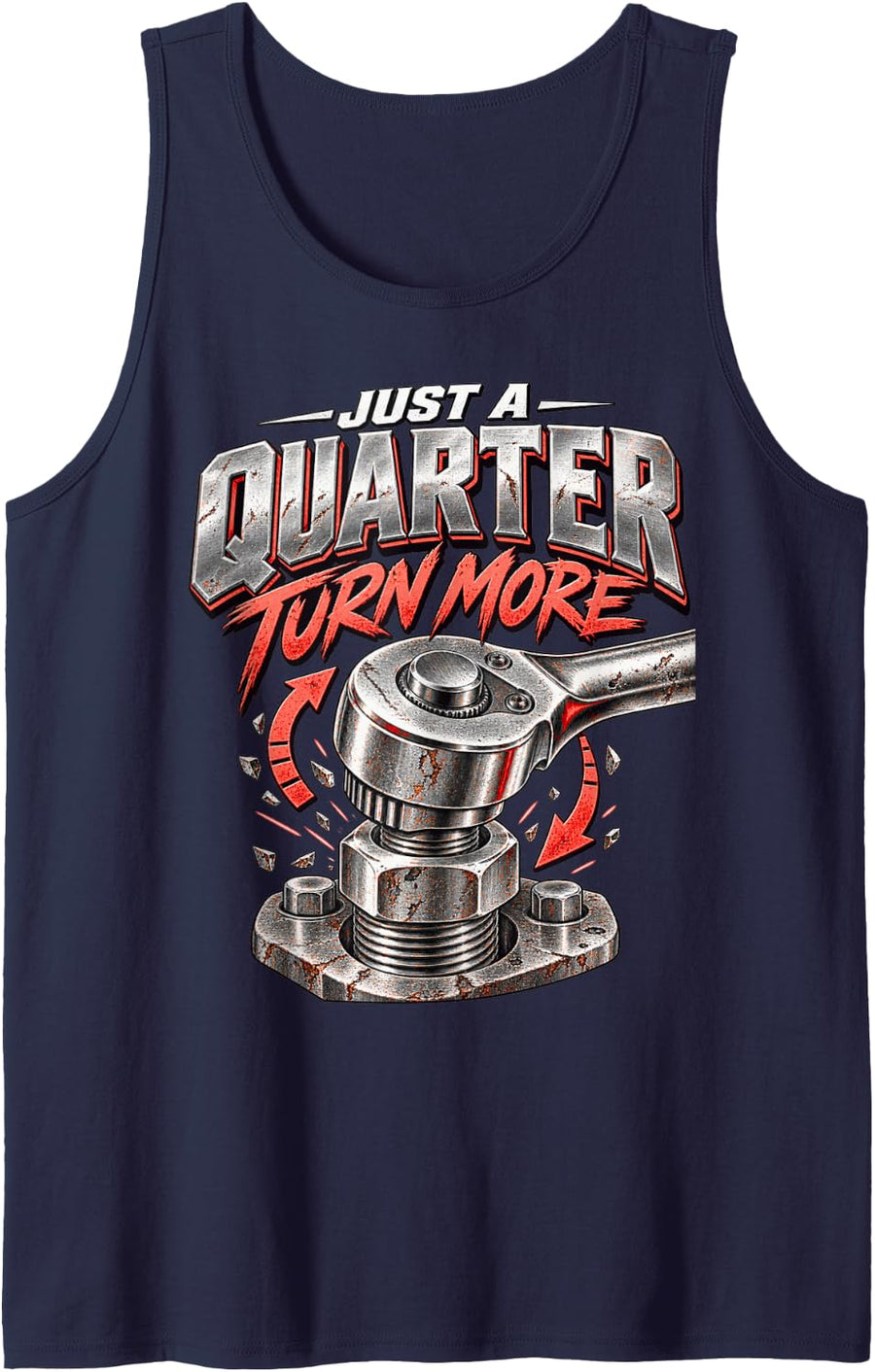 Just a Quarter Turn More Mechanic Garage Technician Workshop Sleeveless Tank Top - Navy Blue