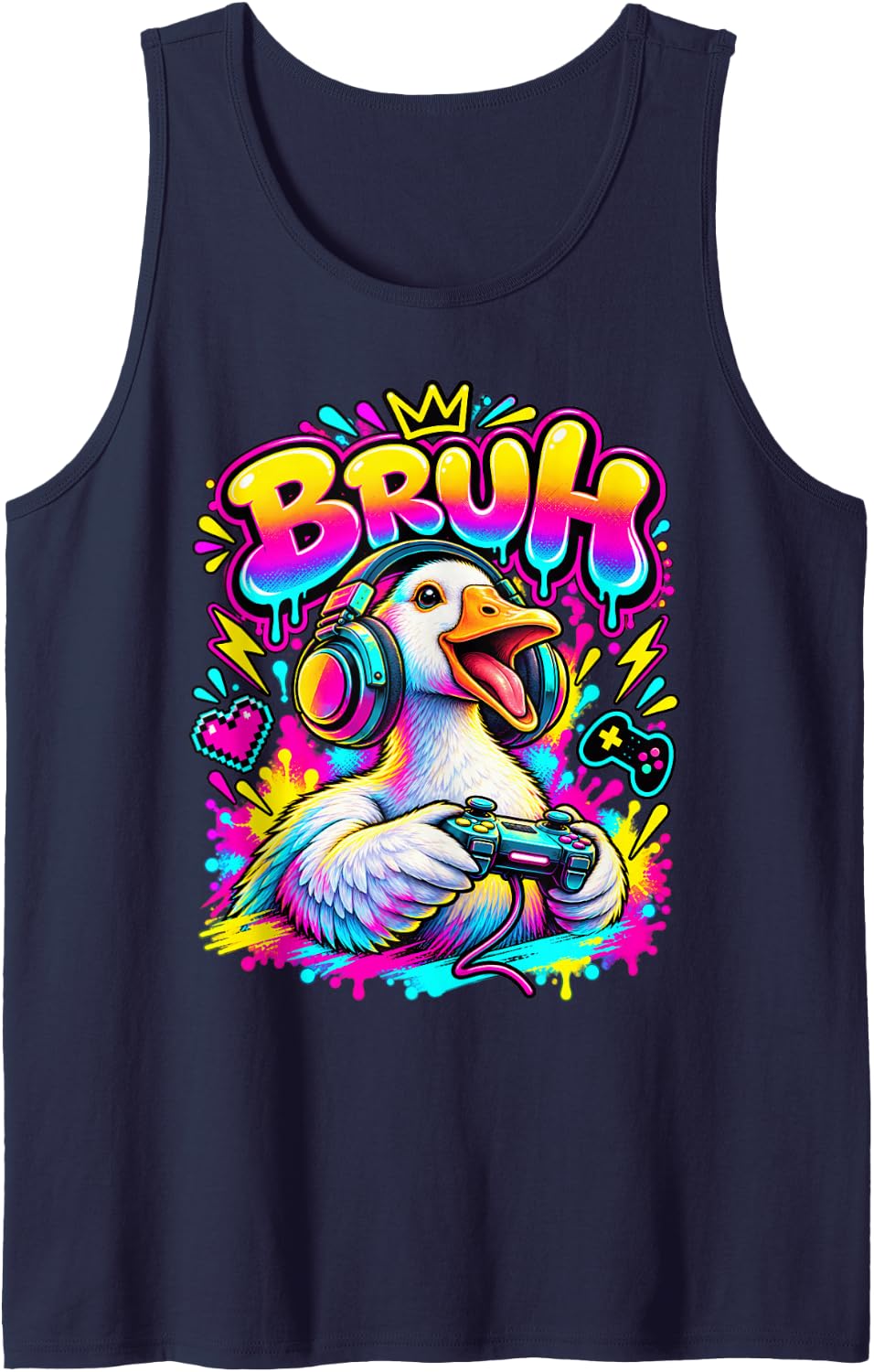 Bruh Goose Funny Video Games Boys Animal Lover Sleeveless Tank Top - Navy Blue