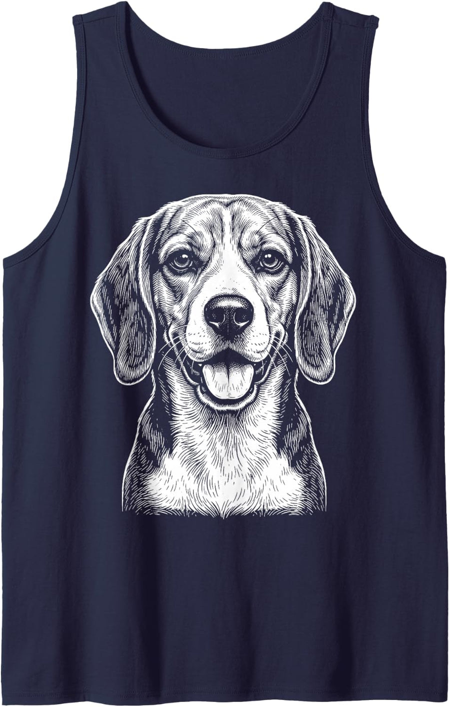 Beagle Illustration Sleeveless Tank Top - Navy Blue