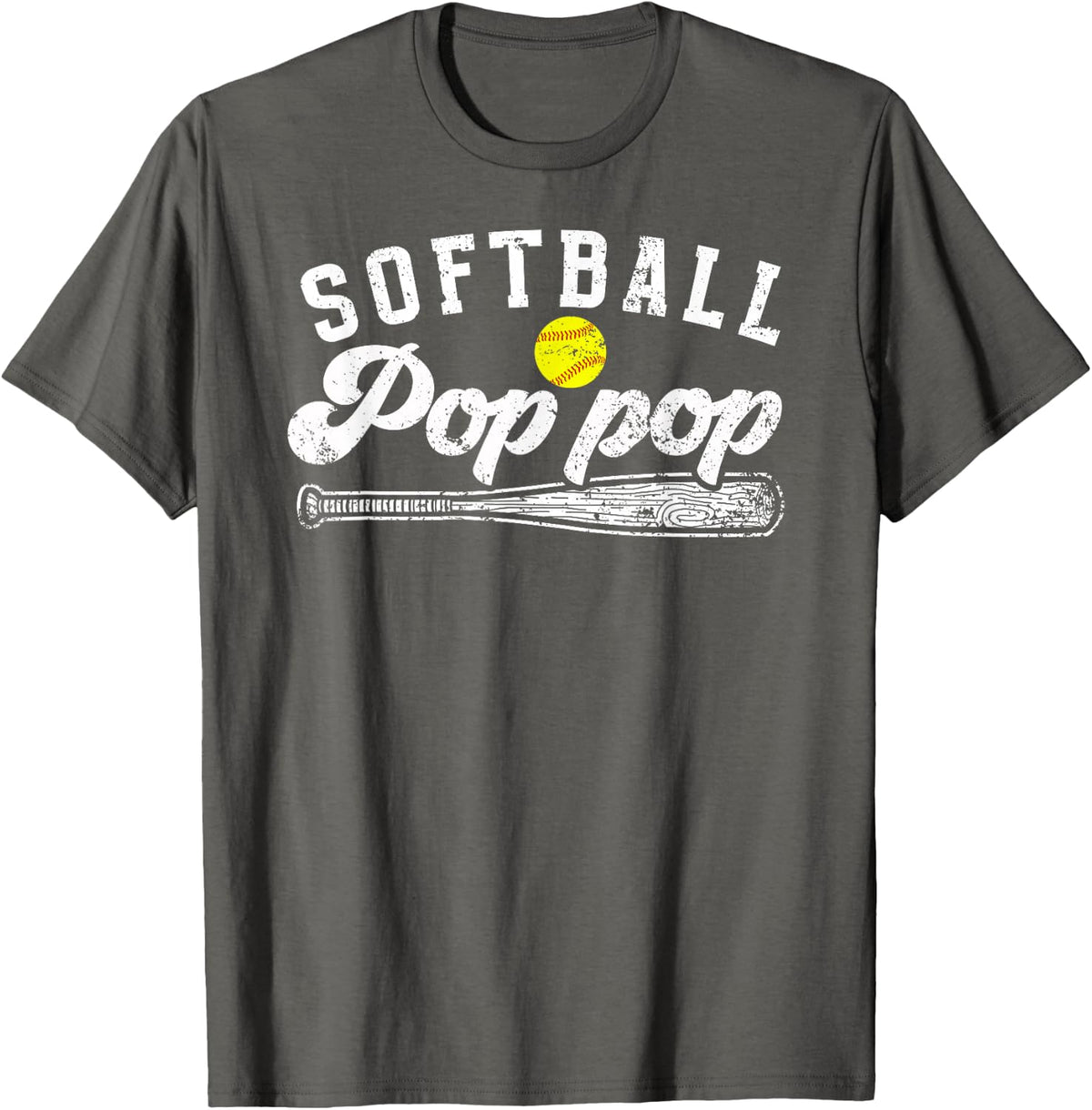 Softball Pop Pop Of A Softball Player Pop Pop T-Shirt - Asphalt Grey