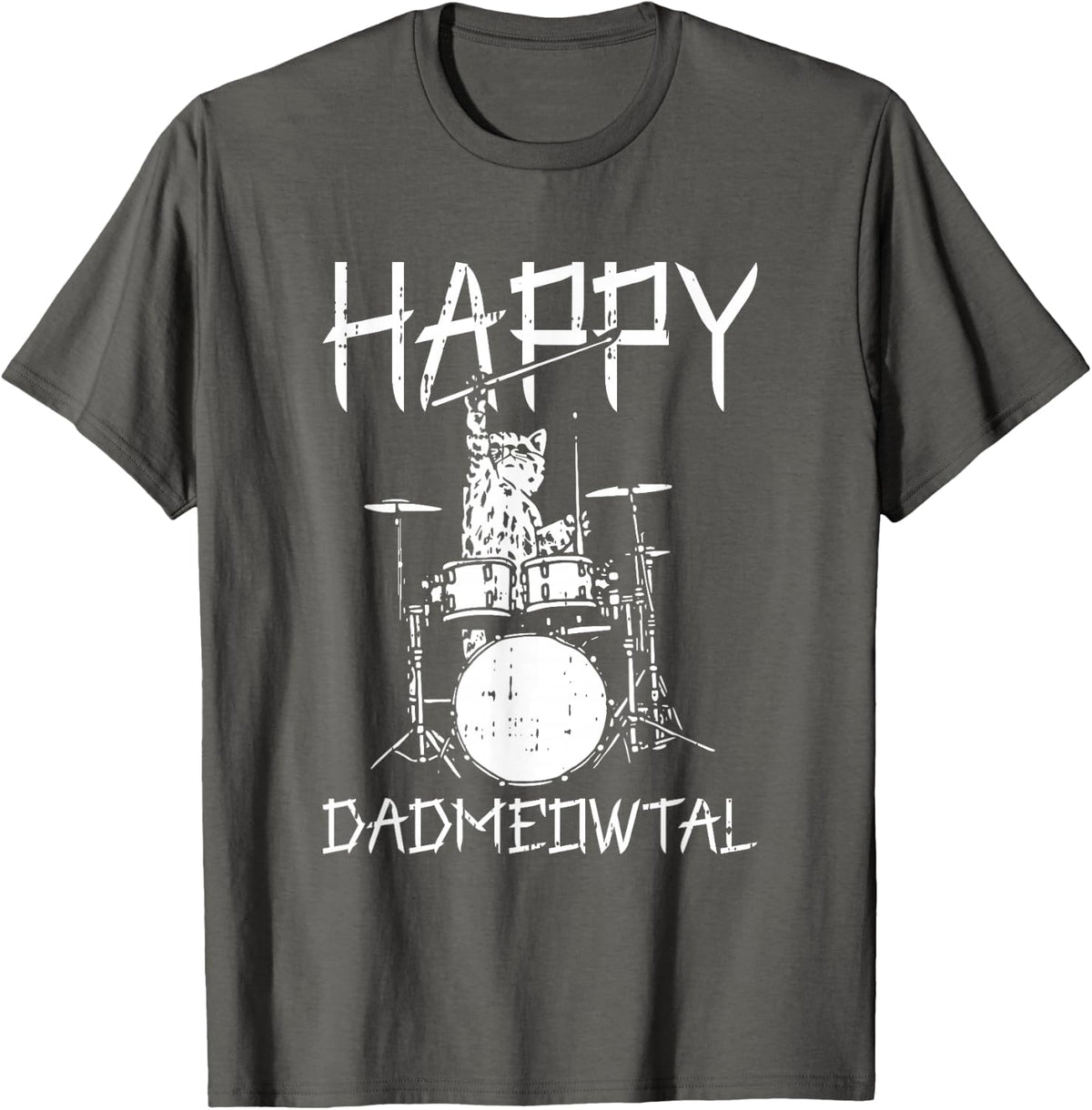 Cat Dad Meowtal Fathers Day Funny Kitten Papa Grandpa Men T-Shirt - Asphalt Grey