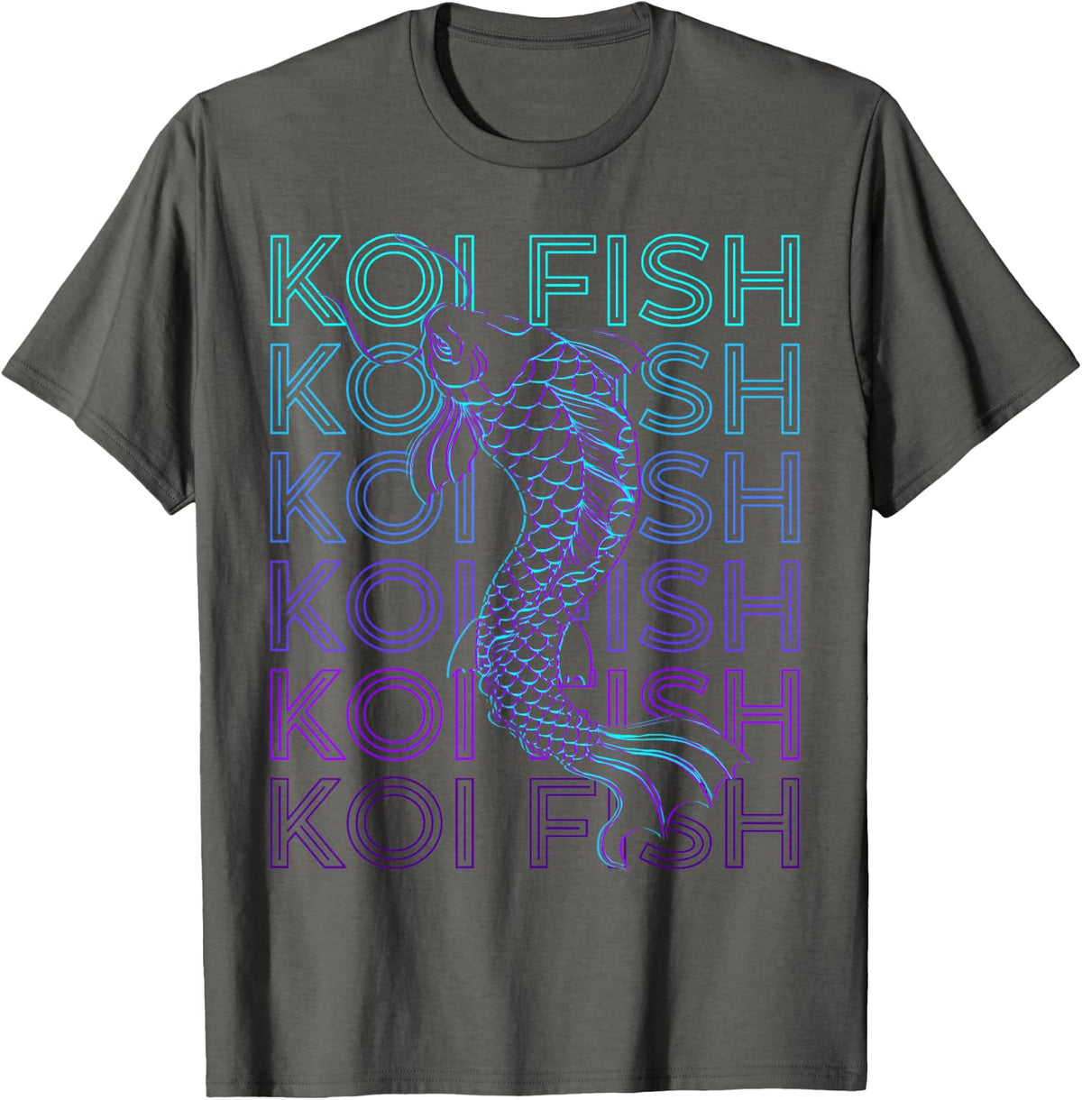 Koi Fish Carp Japanese Fish Retro T-Shirt - Asphalt Grey