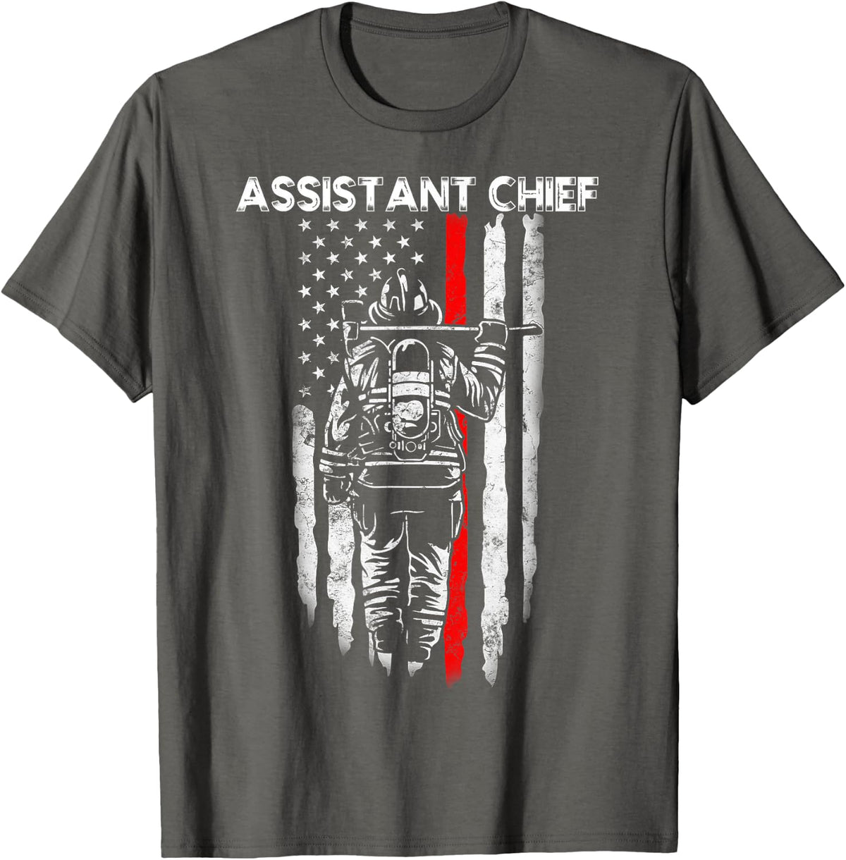 Assistant Fire Chief American flag gifts for Assistant Chief T-Shirt - Asphalt Grey