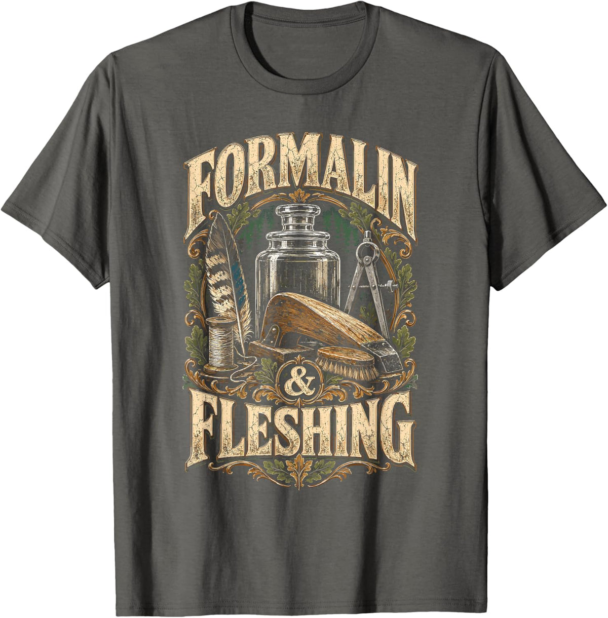 Taxidermist Taxidermy Formalin & Fleshing T-Shirt - Asphalt Grey