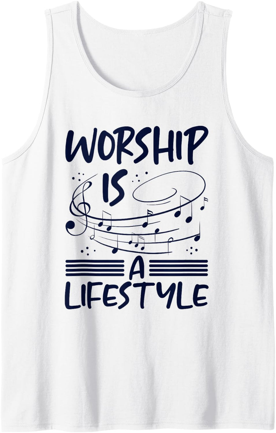 Christianity Worship is a Lifestyle Music Notes Christian Sleeveless Tank Top - White