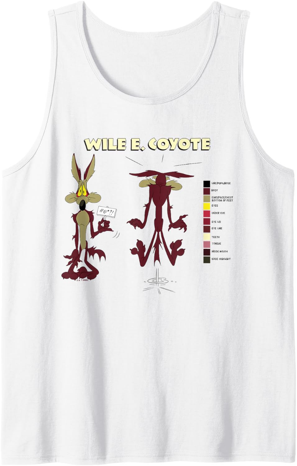 Looney Tunes Wile E. Coyote Retro Color Code Tank Top - White