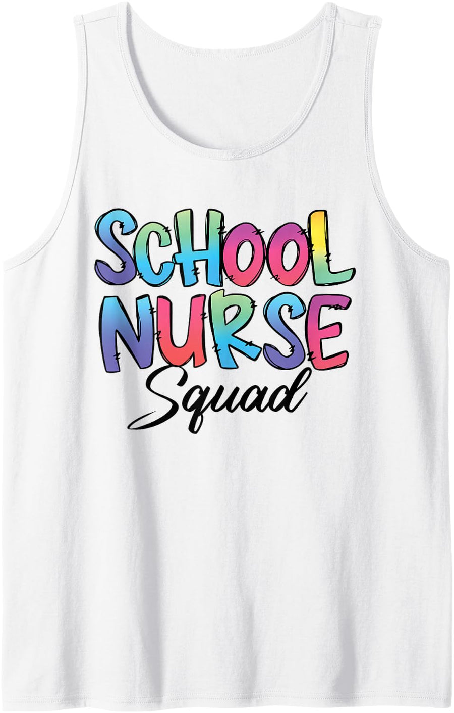 School Nurse Squad Tie Dye Back to School Appreciation Sleeveless Tank Top - White