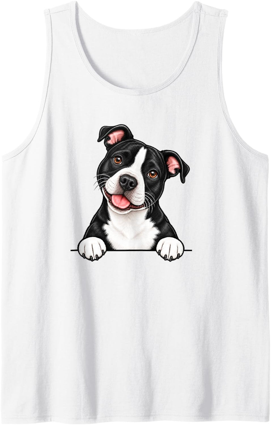 Moms Pittie Staffordshire Black & White Pit Bull Terrier Sleeveless Tank Top - White