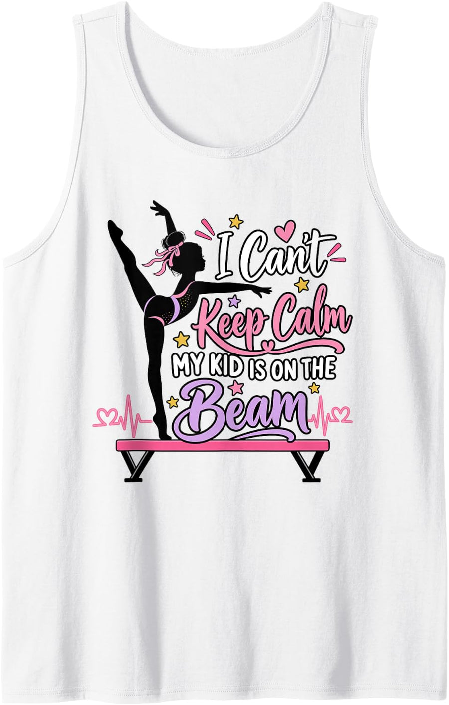 Funny Gymnastics I Can't Keep Calm My Kid for Women Gymnast Sleeveless Tank Top - White