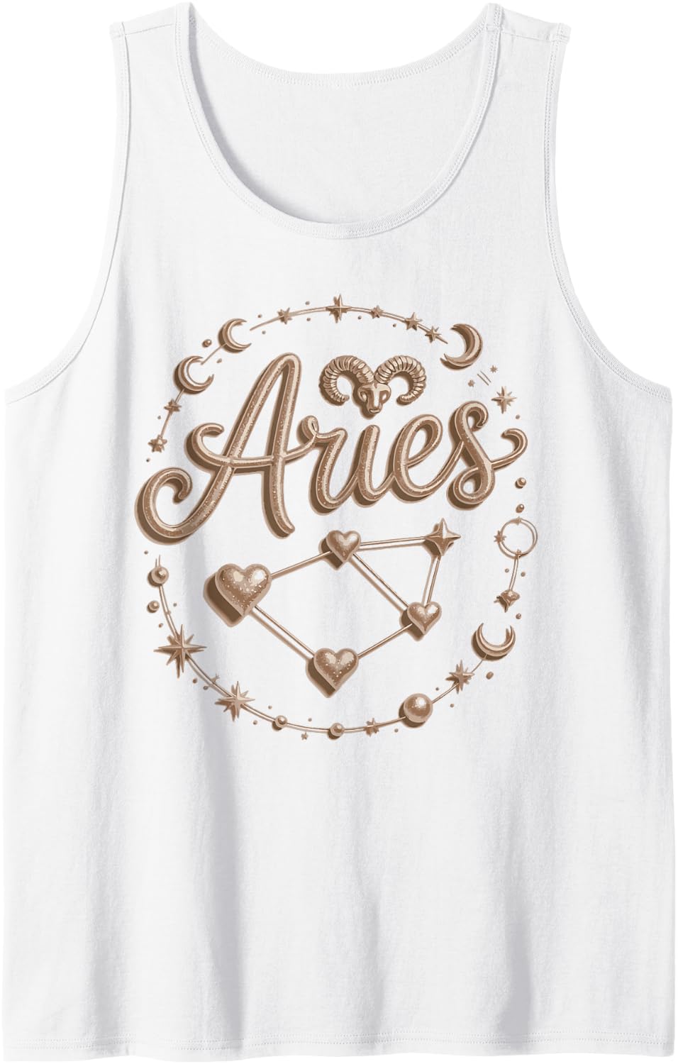 Aries Ram Celestial Astrology Symbol Sleeveless Tank Top - White