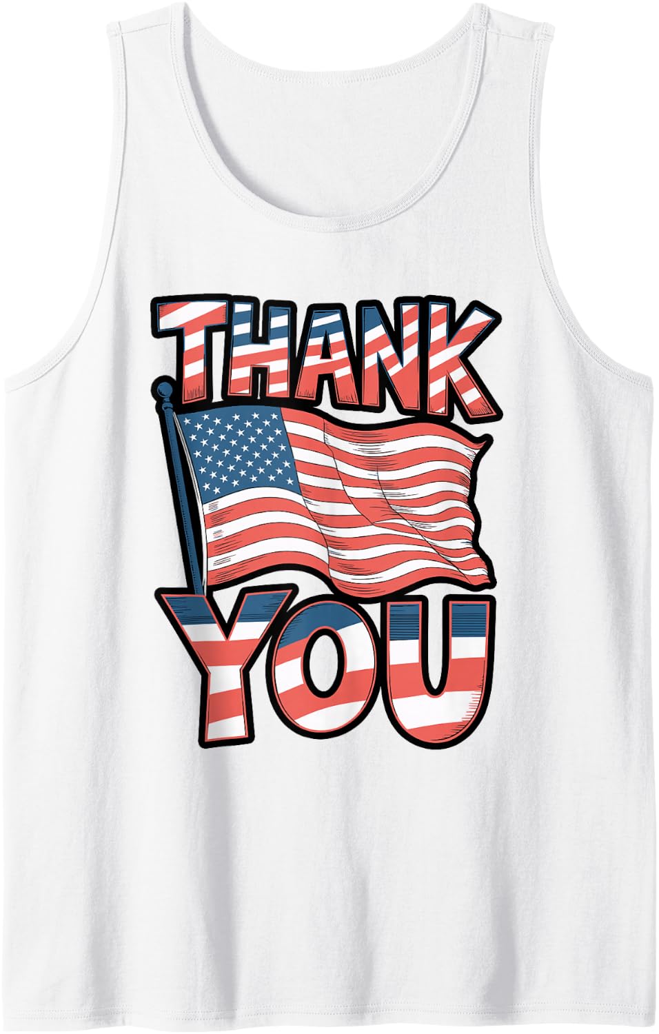 American Flag Thank You Veterans Patriotic US Soldiers Tank Top - White