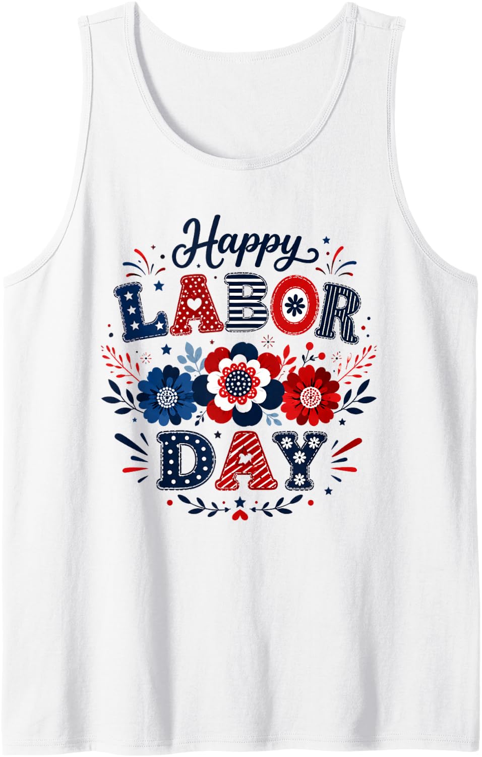 Happy Labor Day American Flag Patriotic Sunflower Women Tank Top - White