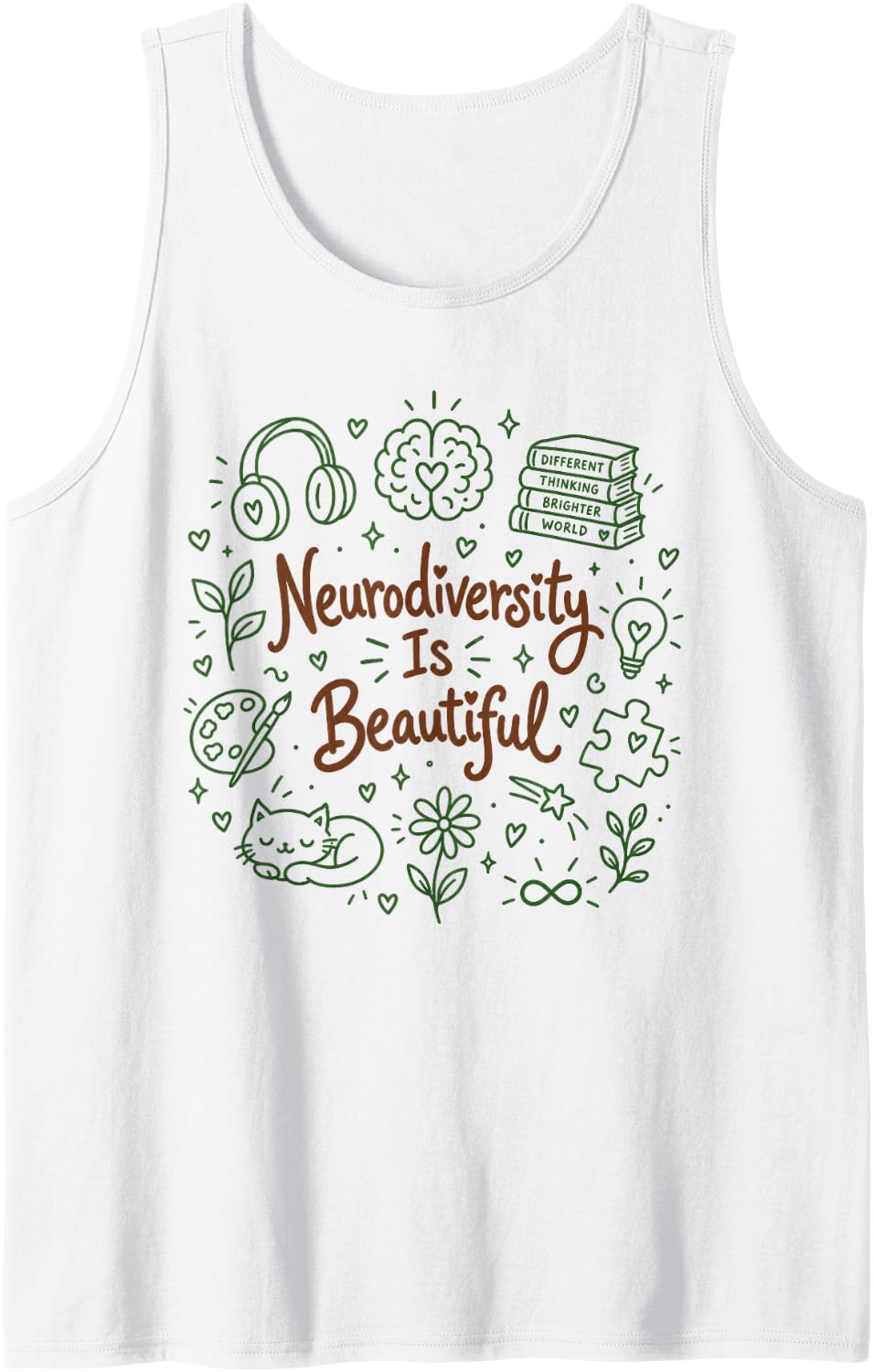 Neurodiversity is Beautiful Neurodivergent Sleeveless Tank Top - White