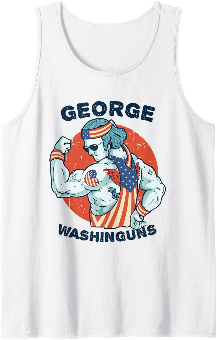 Funny George Washinguns Workout Patriotic 4th of July Tank Top - White