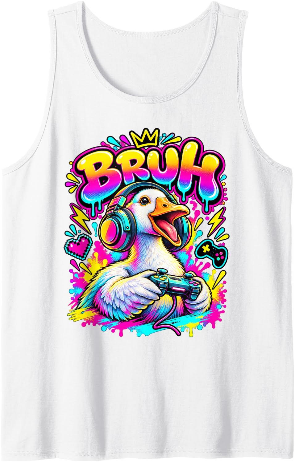 Bruh Goose Funny Video Games Boys Animal Lover Sleeveless Tank Top - White